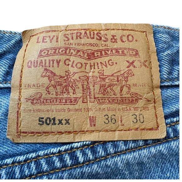 RARE Vintage Levi’s 501xx USA Made Jeans 36 x 30 90s Button Fly Distressed '95 - Picture 3 of 11